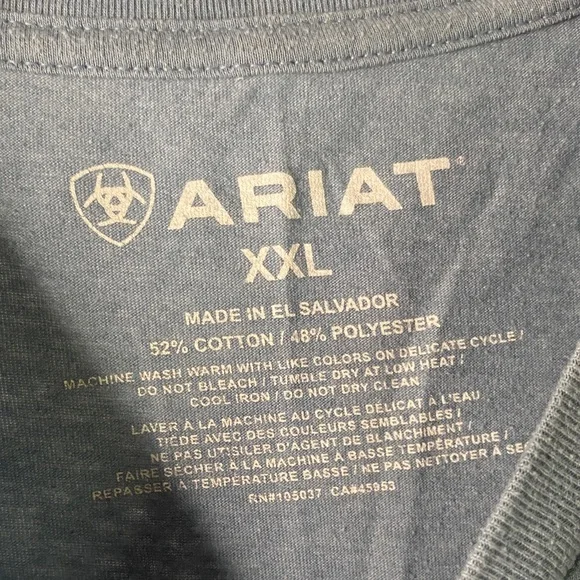 Ariat Logo Graphic Tee T-Shirt Blue Spell-out Western Cowboy - Picture 5 of 5